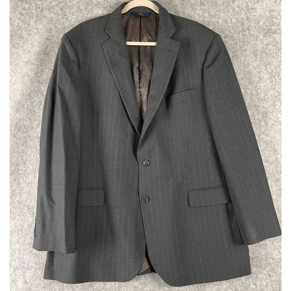 Brooks Brothers 346 Blazer Sport Coat Mens 46L Gray Stripe Stretch Wool 2 Button